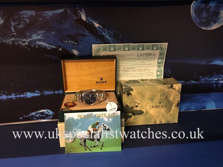 UK Specialist Watches have a Rolex Datejust 16233 with a stunning Pinstripe dial, complete with box and papers.