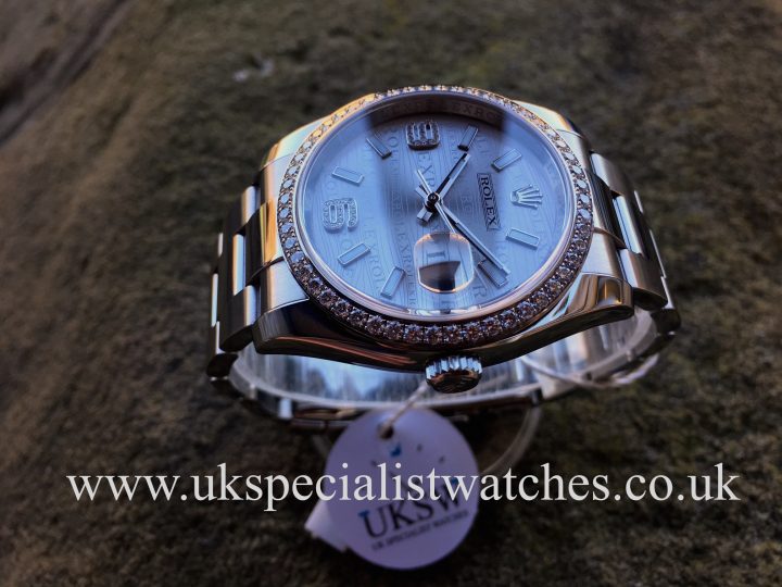 UK Specialist Watches have a Rolex Datejust 36mm - Diamond Rhodium Wave Dial - 116244