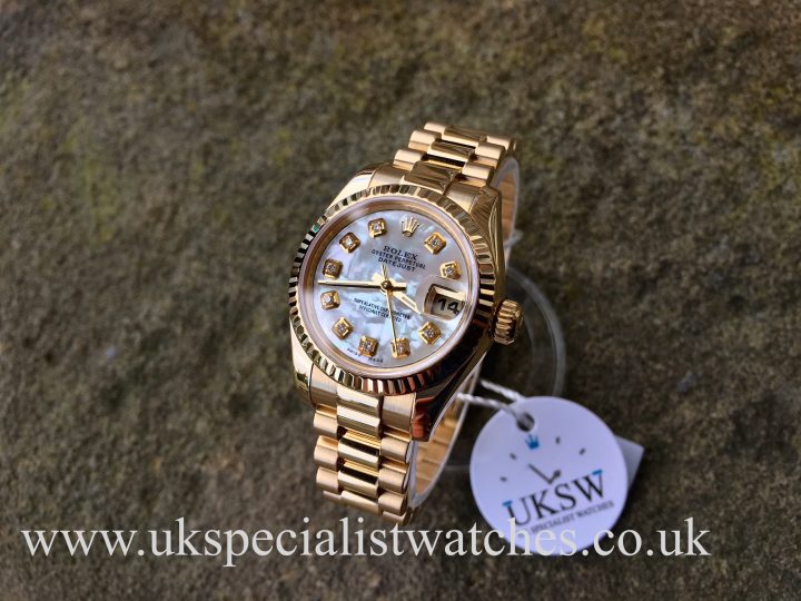 UK Specialist Watches have a solid 18ct ladies Rolex Datejust with a mother of pearl diamond dot dial - 179178