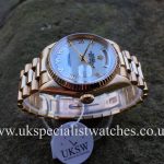 UK Specialist Watches have a Rolex Day-Date in solid 18ct yellow gold with a stunning white dial.