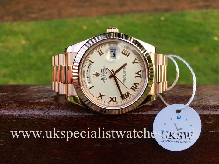UK Specialist Watches have a Rolex Day-Date II - 18ct Everose Gold - Ivory Dial – 21923