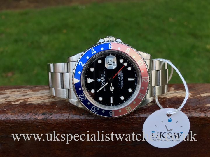 UK Specialist Watches have a Rolex 16700 GMT Master pink lady Pepsi bezel complete with box and papers.