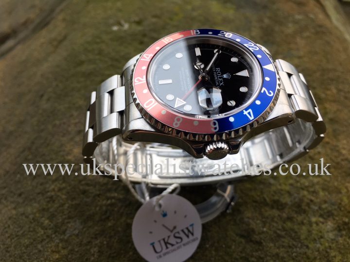 UK Specialist Watches have a Rolex 16700 GMT Master pink lady Pepsi bezel complete with box and papers