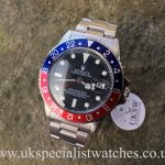 UK Specialist Watches have a Vintage 1972 Rolex GMT-Master 1675 with a pepsi bezel