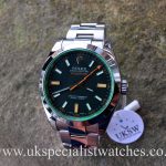 UK Specialist Watches have a full set 2009 Rolex Milgauss with a green sapphire crystal glass - 116400GV