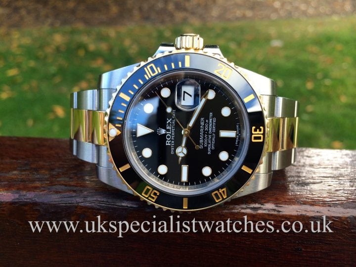 UK Specialist watches have a new model Rolex Submariner Date in Steel & Gold with the nicer Black Dial