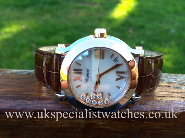 For sale at UK Specialist Watches Chopard Happy Sport Medium 36mm Rose gold 'Diamonds' 278492-9004