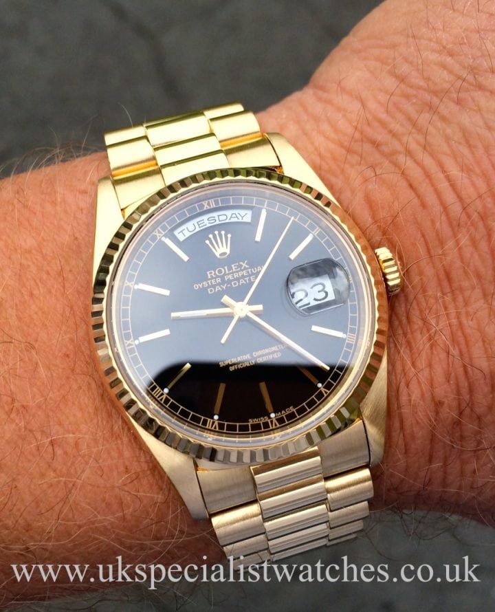 UK Specialist Watches have a stunning Rolex Day Date President Gents in 18ct Gold model ref 18238