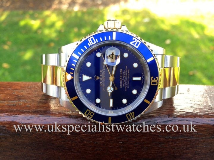 UK Specialist watches have a stunning Rolex Submariner Date with a electric Blue Dial - Steel & Gold 16613