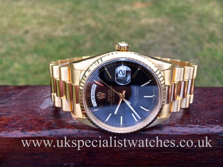 UK Specialist Watches have a stunning Rolex Day Date President Gents in 18ct Gold model ref 18238