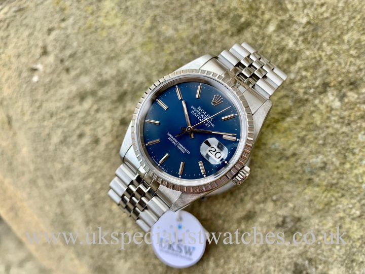 blue dial Rolex Datejust steel 36mm
