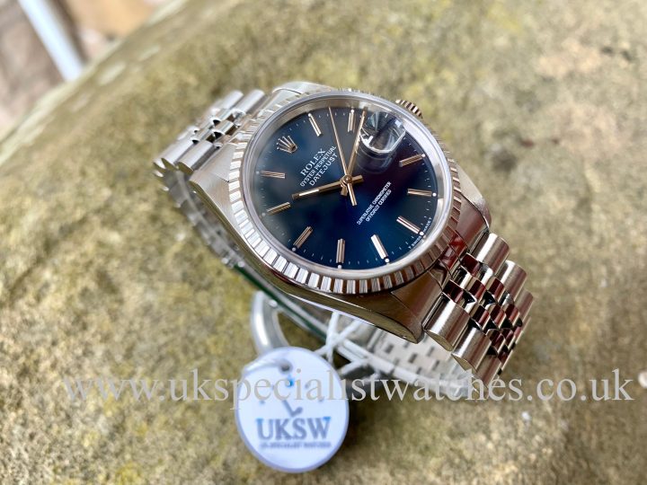 blue dial Rolex Datejust steel 36mm