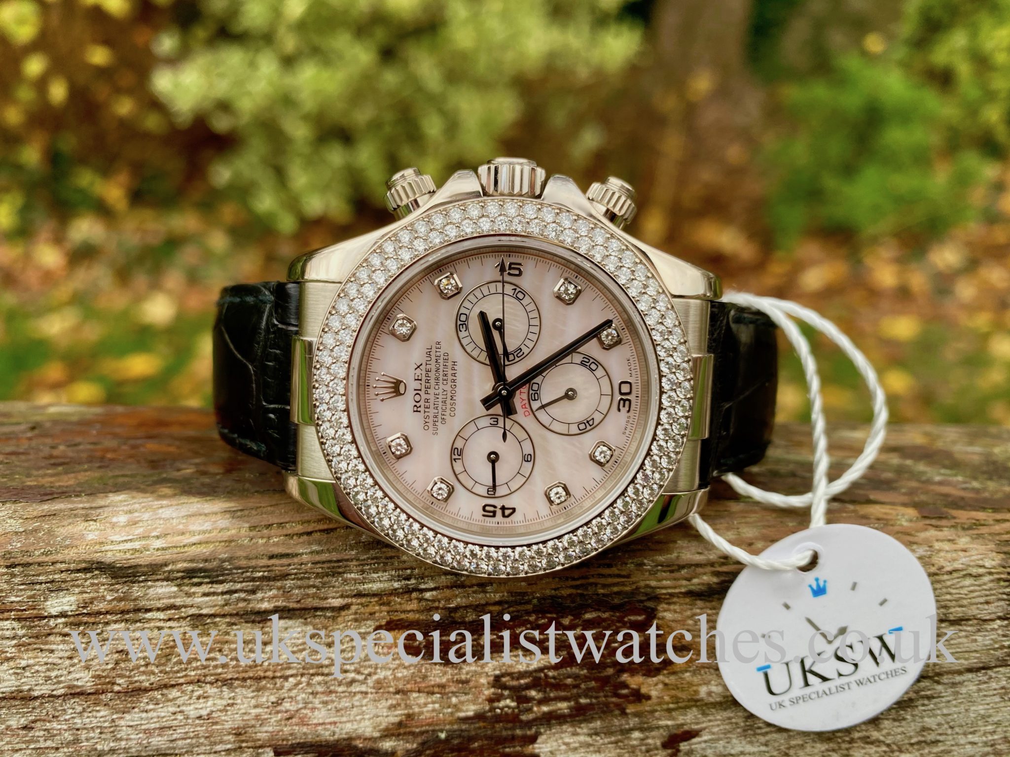 Smuk der ovre Hovedkvarter ROLEX DAYTONA 18CT WHITE GOLD – 116589 – FACTORY DIAMOND SET - UK  Specialist Watches