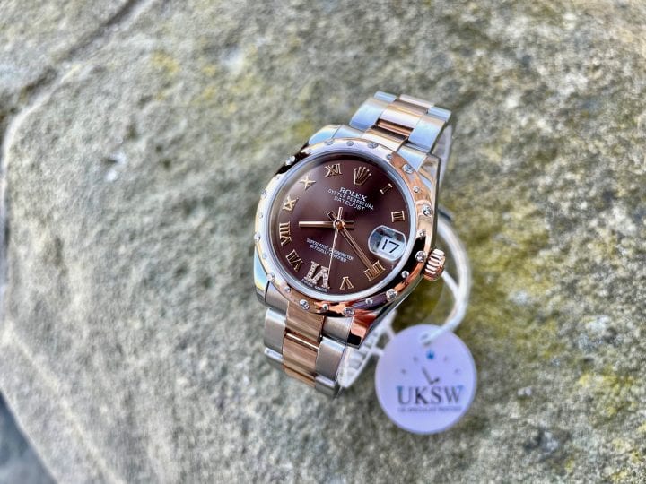 ROLEX DATE JUST- MID SIZE - ROSE GOLD - DIAMOND BEZEL - CHOCOLATE DIAL - 178341